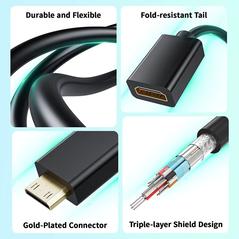 VBDWRM Mini HDMI auf HDMI Kabeladapter 4K 60Hz HDMI 2.0 in Schwarz - Bild 4