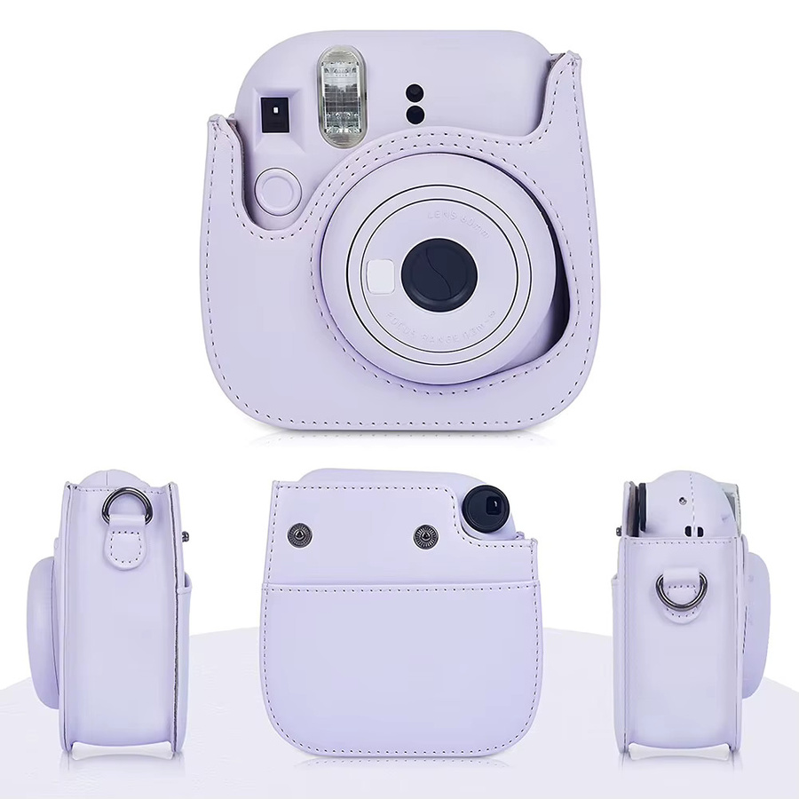 Retro-Kameratasche aus PU-Leder für Fujifilm Instax Mini 12, 11, 9 und 8 in Schwarz oder Lila - Bild 2
