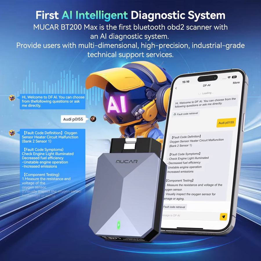 MUCAR BT200 MAX Bluetooth OBD2 Auto-Diagnosesystem mit CAN-FD, bidirektionaler Steuerung und 15 Reset-Funktionen für ECM, TCM und ABS - Bild 6