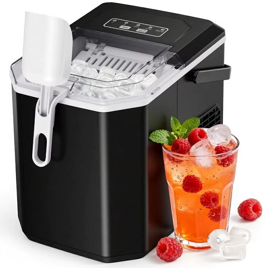 Silonn Eiswürfelmaschine in Silber mit Tragegriff, kompakt und selbstreinigend, 2 Eisgrößen, ideal für Küche, Büro und Partys - Bild 6
