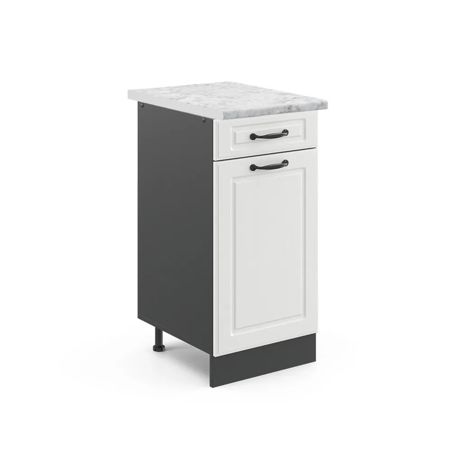 Vicco Küchenunterschrank R-Line Landhausstil in Weiß und Anthrazit mit Marmor-Optik, B: 40 cm, H: 81,6 cm, T: 60 cm - Bild 2