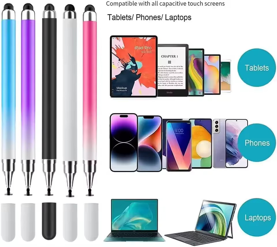 4er Pack Kapazitiver Stylus Stift für Touchscreens, Tablet und Smartphone, kompatibel mit iPad, iPhone, Samsung und Android, Farbe: Schwarz - Bild 4