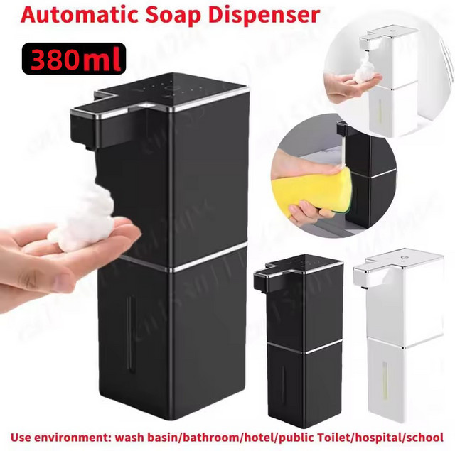 DONASIRA Intelligenter automatischer Seifenspender mit Lichtdisplay, elektrisch, Schwarz, 380 ml - Bild 1