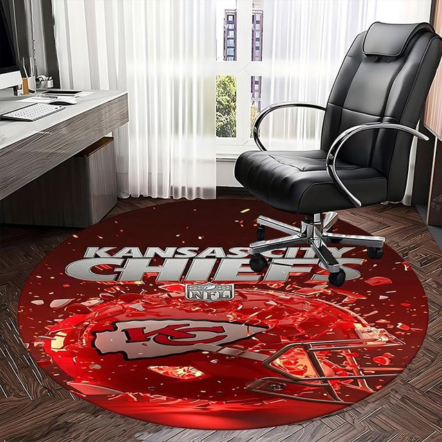 Runder Teppich Kansas City Chiefs NFL Stuhlmatte von Yi Xin One in Rot, Durchmesser: 120 cm - Bild 1