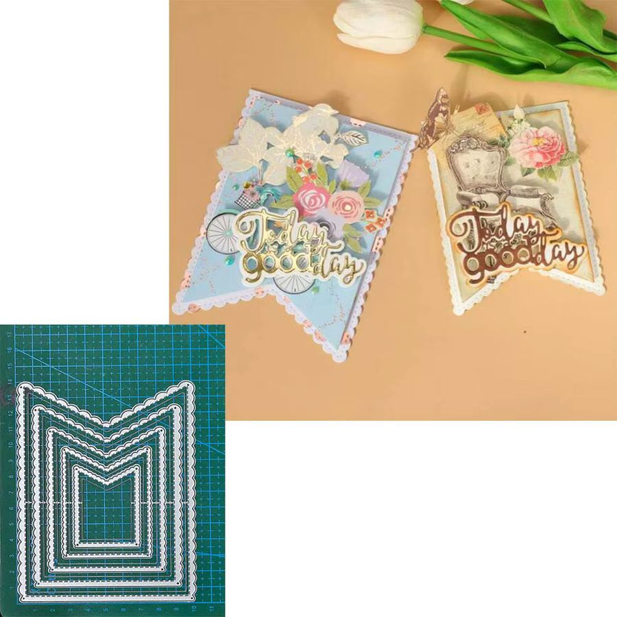 Metall Bordüre Rahmen Stanzform in Silber für Scrapbooking und Papierhandwerk - Bild 2