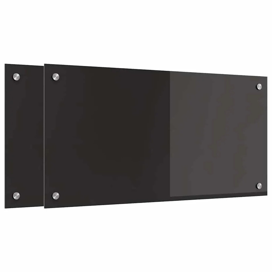 vidaXL Küchenrückwand aus gehärtetem Glas, 2 Stück, Schwarz, B/H: 40 x 80 cm - Bild 2