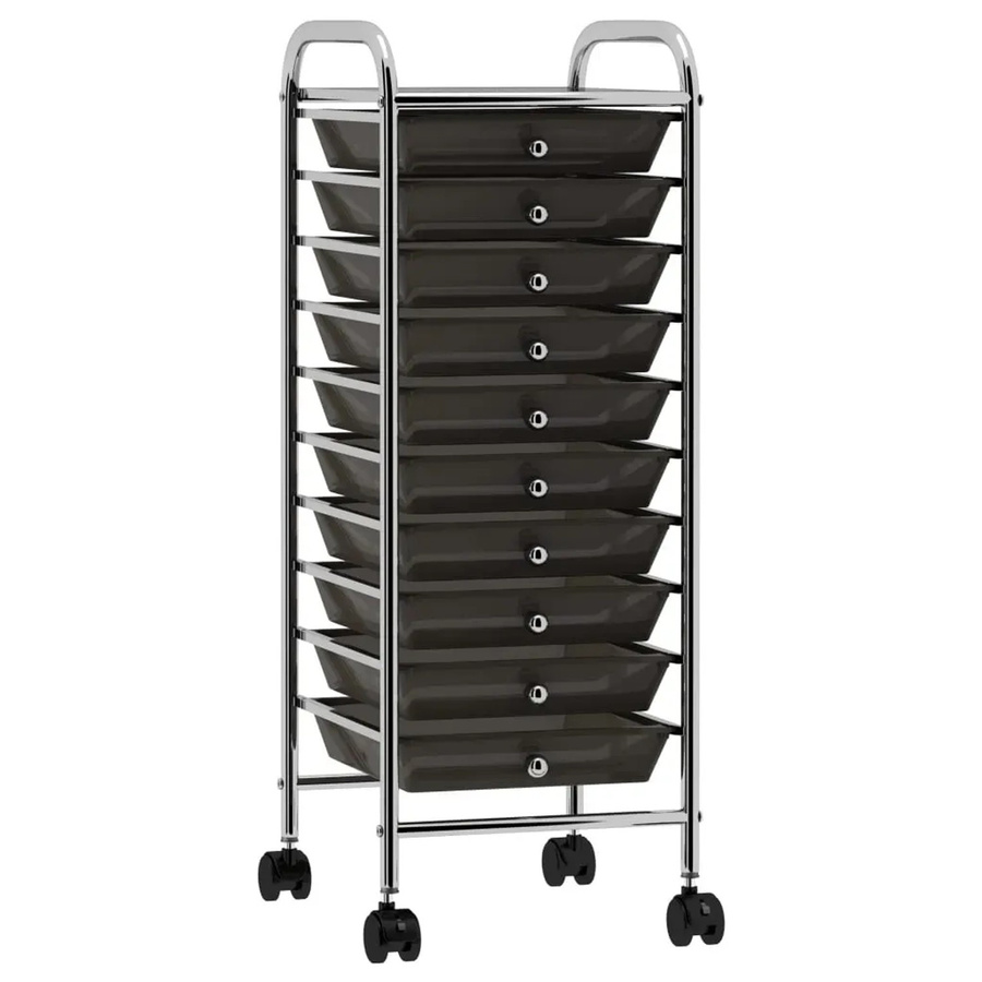 vidaXL Schubladenwagen mit 10 Schubladen in Schwarz aus Kunststoff mit Rollen für das Büro, B/T/H: 32,0 x 36,5 x 90,0 cm - Bild 2