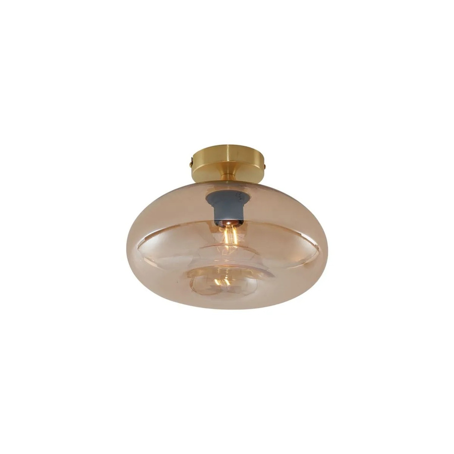 QAZQA Art-Deco-Deckenleuchte Busa aus Messing mit bernsteinfarbenem Glas in Gold - Bild 2
