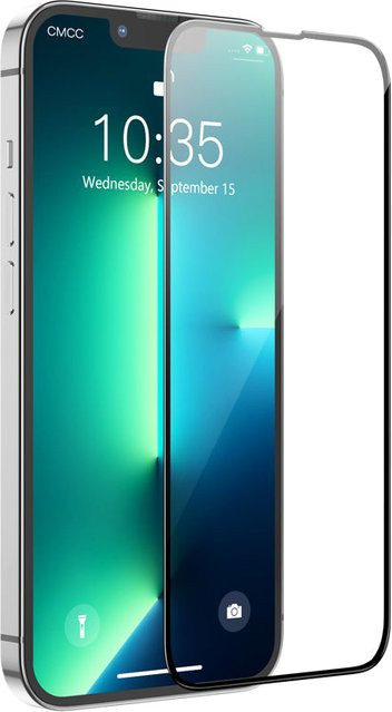 HOCO G16 Schutzfolie aus gehärtetem Glas für Apple iPhone 17e, 16e, 14, 13 Pro und 13, 5D Vollverklebung, Schwarz - Bild 1