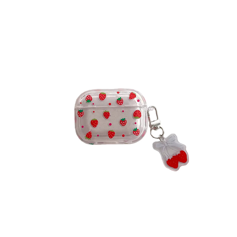 Transparente Kopfhörer-Schutzhülle mit Erdbeer- und Kirsch-Design in Rot für Apple AirPods 1, 2, 3, 4, Pro und Pro 2 - Bild 4