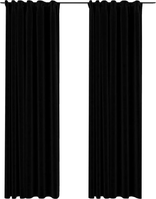 vidaXL Verdunkelungsvorhänge in Leinenoptik mit Haken, 2 Stück, Schwarz, B: 140 cm, H: 245 cm - Bild 1