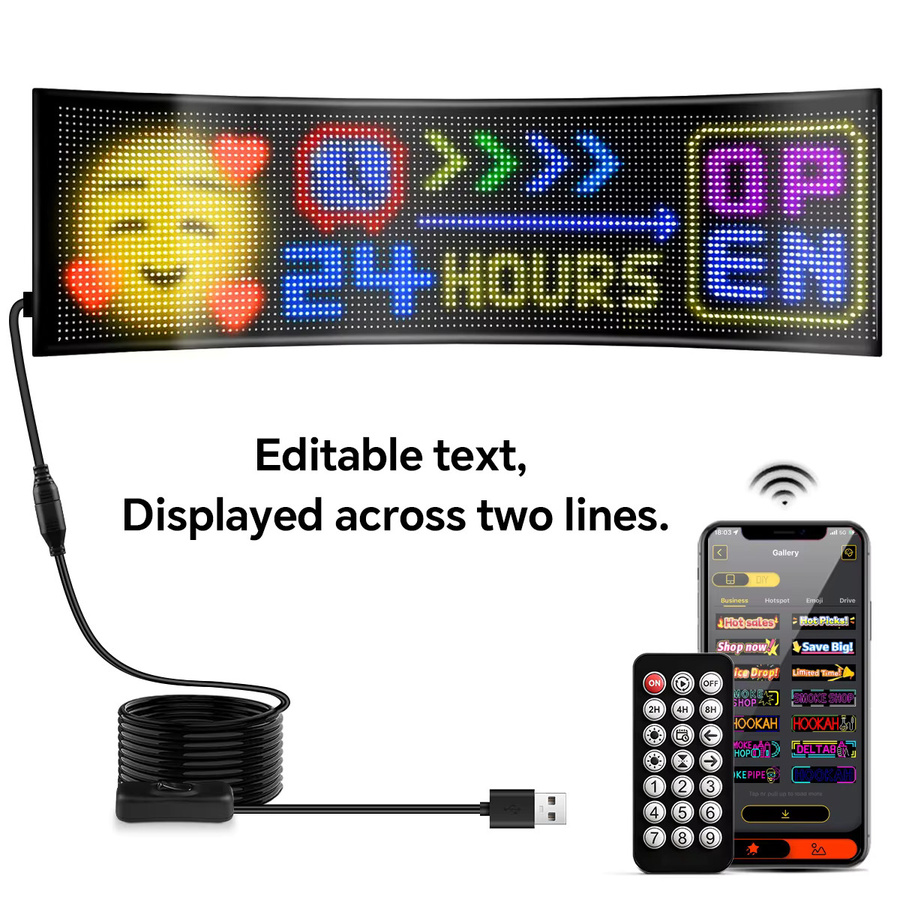 CHNAITEKE Programmierbares RGB Matrix-Pixel-Panel, Zweireihiger flexibler USB 5V Bildschirm mit Fernbedienung, Multicolor - Bild 7