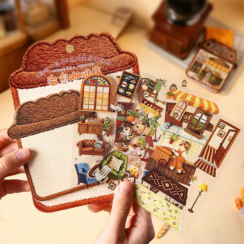 JIANQI Kawaii Store DIY-Taschenkabinen-Szenen-Sticker, Bunt, Papier - Bild 4