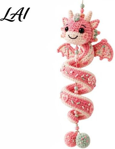 CedricWard Drache DIY Spiral Hängendes Ornament Kit, Häkelset, Pink - Bild 1