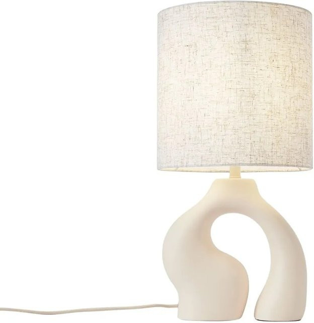 QAZQA Japandi-Tischleuchte Dahlia in Beige mit Leinenschirm - Bild 1