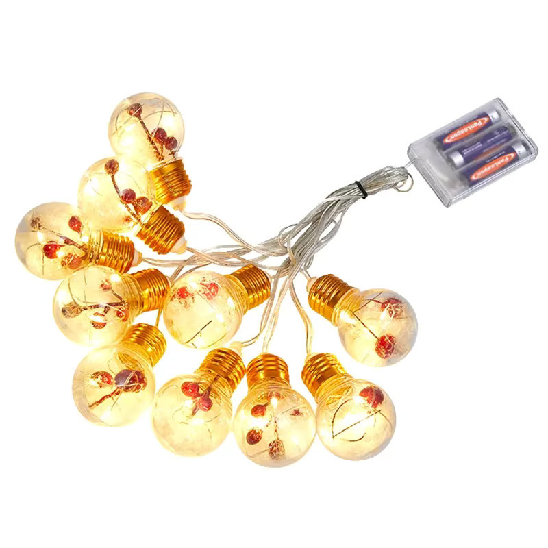 Feimefeiyou LED-Lichterkette mit 10 transparenten Glühbirnen in Warmweiß, batteriebetrieben, ideal für Hochzeit, Party und Weihnachtsdekoration - Bild 2