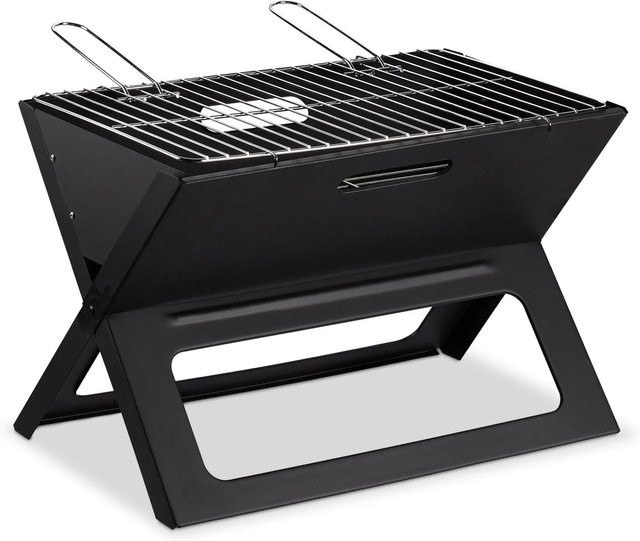 Relaxdays Klappgrill Tabletop aus Stahl in Schwarz und Chrom, B/T/H: 45,5 x 30 x 30 cm - Bild 1