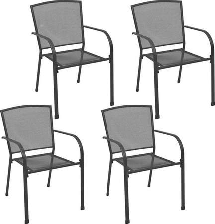 Furnicato Gartenstuhl Set 4er Pack Anthrazit mit Mesh-Design aus Stahl und Textilene, stapelbar
