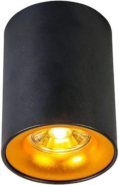 QAZQA Moderner Aufbaustrahler Ronda aus Aluminium in Schwarz und Gold, dimmbar, GU10 - Bild 1