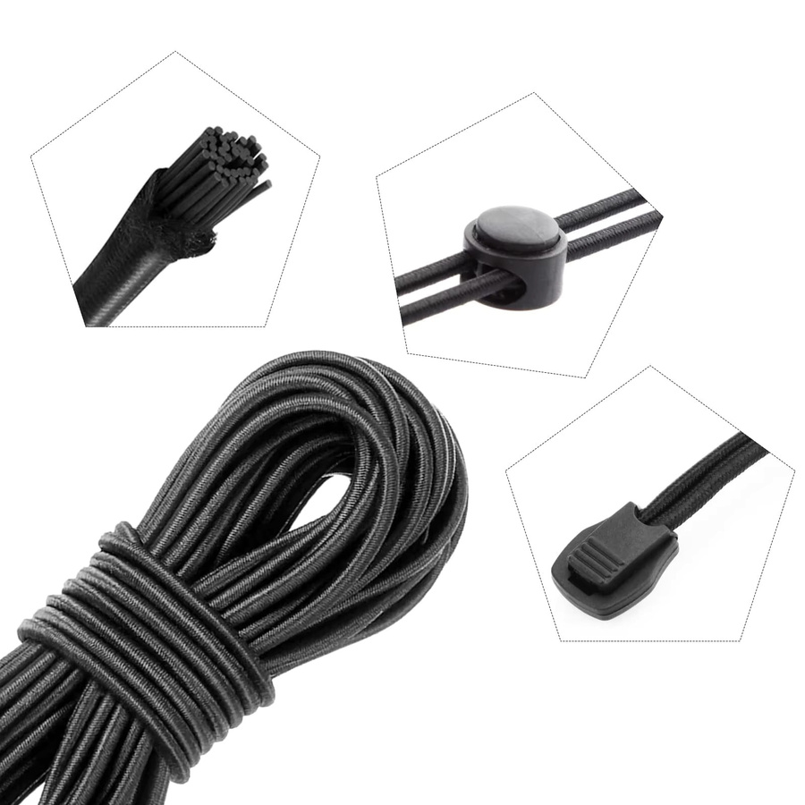 Cord Lock Kunststoff Feder Toggle Stopper mit elastischem Knebel für Kordeln und Schnürsenkel in Schwarz und Gold - Bild 3