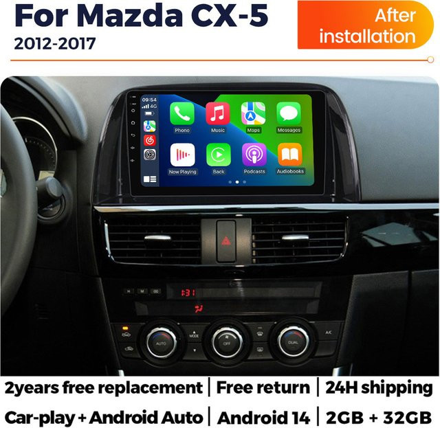 NAVIFANS Android 14 Autoradio für Mazda CX5 CX-5 (2012-2017) mit GPS, Bluetooth und Carplay in Schwarz - Bild 1