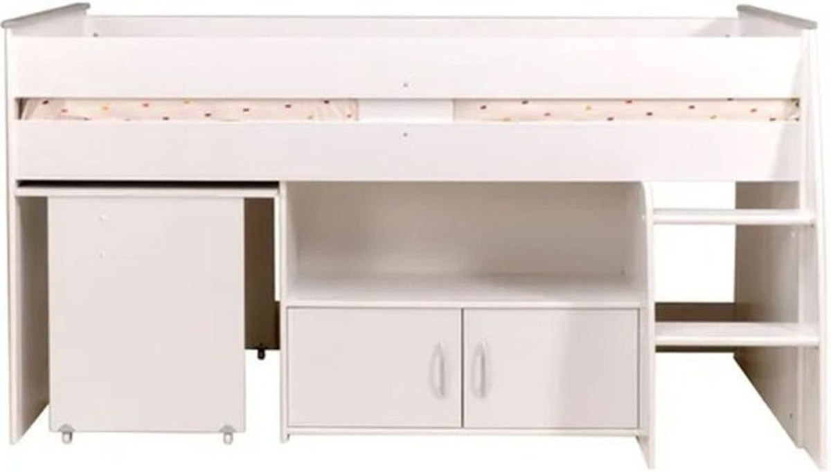 Parisot Multifunktionshochbett Reverse 1 mit Schreibtisch und Treppe in Weiß - Bild 2
