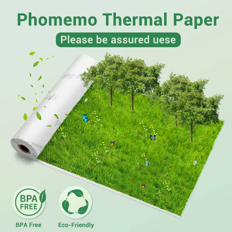 Selbstklebendes Thermopapier für Mini-Aufkleberdrucker m02 m02 pro m02s m03 m03as m04s m04as, Weiß, Breite: 50 mm, Länge: 3,5 m - Bild 2