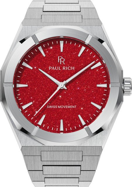 Paul Rich Herrenuhr Star Dust II, Quarz, Edelstahl, 43 mm, Rot - Bild 1