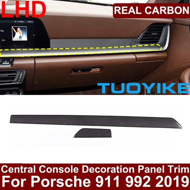 Carbon Fiber Innen Zentrale Konsole Dekoration Panel Abdeckung für Porsche 911 992 in Schwarz - Bild 1