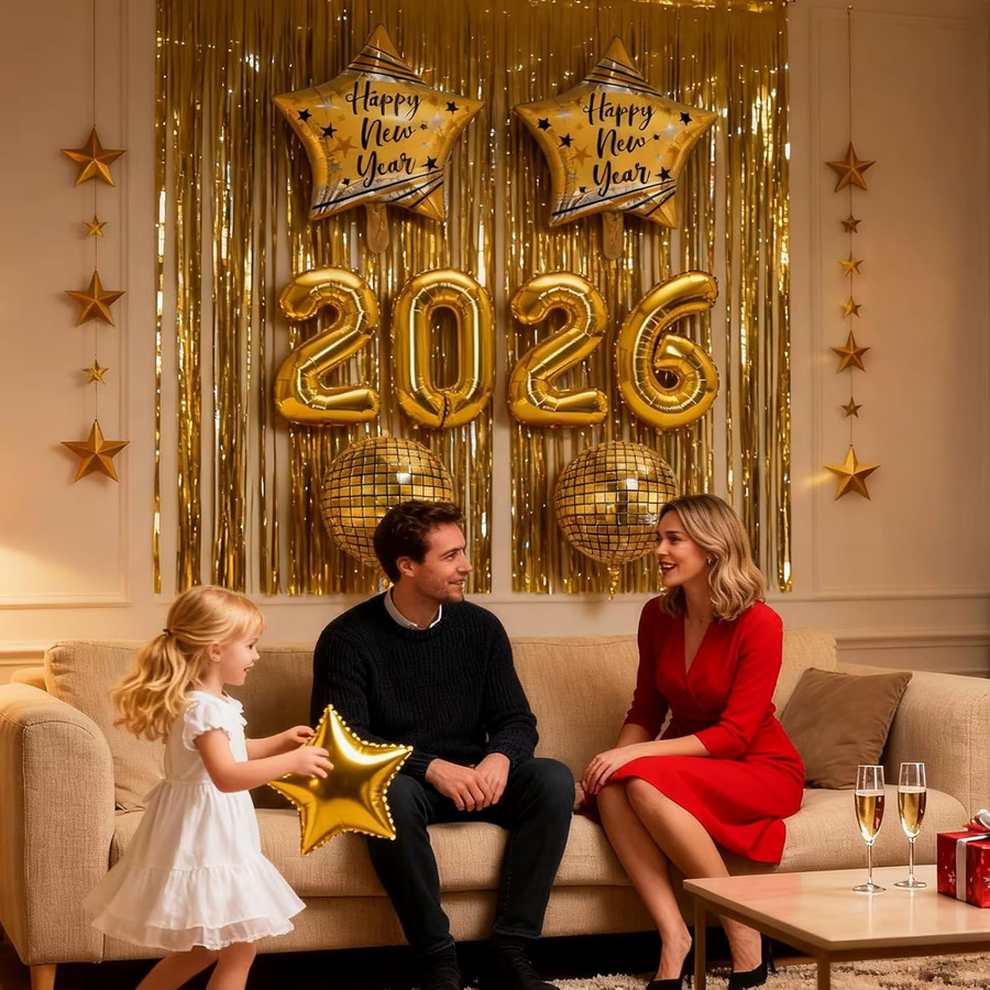 YAYB 8-teiliges 4D Gold Ballon-Set für Silvester und Neujahrsfeierlichkeiten 2026 - Bild 2