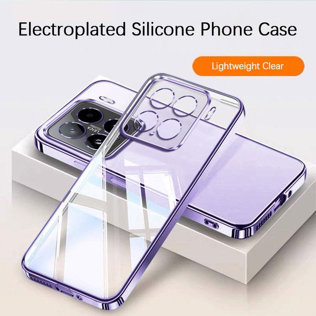 Transparente Silikon Handyhülle für Xiaomi 15, 15T Pro, 15 Pro, 15 Ultra und 17T Pro mit galvanisiertem Design in Lila - Bild 1