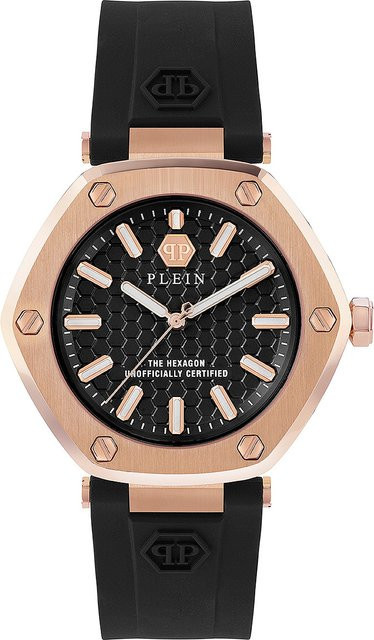 Philipp Plein Damenuhr, Quarz, Edelstahl, 38 mm, Silikon, Schwarz, 5 ATM - Bild 1