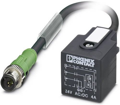 Phoenix Contact 1400768 Sensor-Aktor-Steckverbinder M12 Stecker gerade und gewinkelt, Polzahl, grau/schwarz - Bild 1