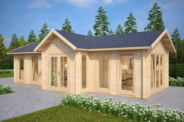 Gartenbüro Hansa Office aus Holz mit Maßen 10 x 4 m - Bild 1