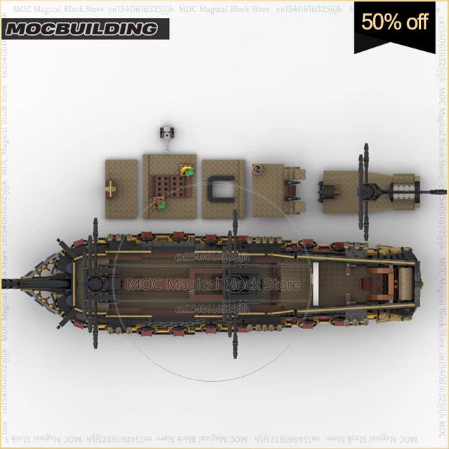 MOCBUILDING HMS Theseus Piratenschiff, Bausteine, Braun - Bild 1