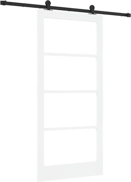 vidaXL Schiebetür ORKDAL in Weiß und Schwarz mit Glas und Holz, B: 93 cm, H: 202 cm - Bild 1