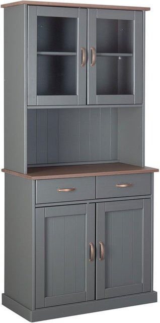 INTER LINK Buffet Westerland im Landhausstil aus Kiefernholz mit 2 Schubladen und 4 Drehtüren, Grau/Braun, B/T/H: 191,0 x 45,0 x 1,0 cm - Bild 1