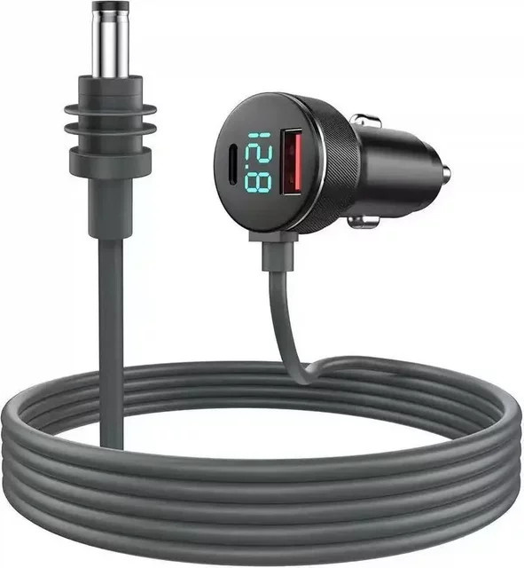 kebidumei Starlink MINI Auto-Stromadapter mit digitaler Anzeige und Zigarettenanzünder-Buchse, Schwarz, 2/3M Kabel - Bild 1