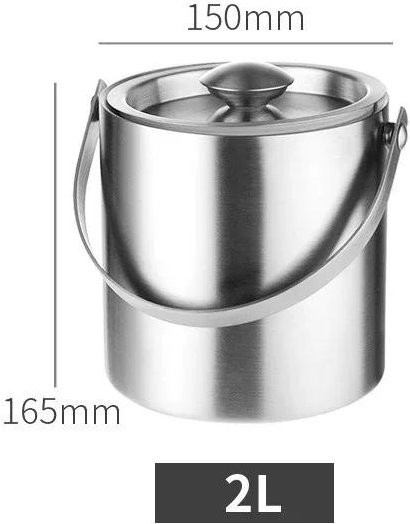 Bestbags Eiskübel aus Edelstahl in Silber, doppelwandiger Kühleimer mit Deckel und Tragegriff, grau - Bild 1