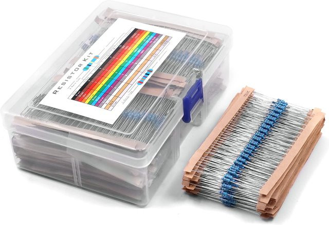 AOKIN Widerstandsset mit 2600 Stück und 130 Werten von 1 Ohm bis 3M Ohm, 1/4 W Metallfilm-Widerstände im Sortiment mit Box für Raspberry Pi DIY - Bild 1