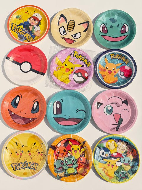 Pokemon Einweggeschirr Set mit Pikachu Figuren für Anime Themenpartys und Geburtstage, Multicolor - Bild 1
