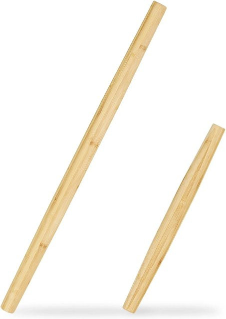 Relaxdays Teigroller aus Bambus in Natur, 2er Set, antibakteriell, Durchmesser: 3,5 cm, Länge: 40 cm und 65 cm - Bild 1