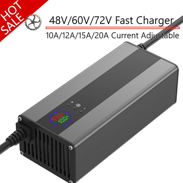 Southrol Lithium Batterie Ladegerät für Li-Ion und LiFePO4 in Schwarz mit einstellbaren Spannungen von 10A bis 24A für 24V bis 84V (8S bis 24S) - Bild 1