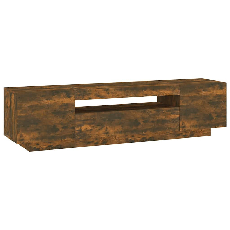 Vidaxl TV-Schrank mit LED-Beleuchtung in Räuchereiche, Farbe: Braun, B/T/H: 160 x 35 x 40 cm - Bild 2