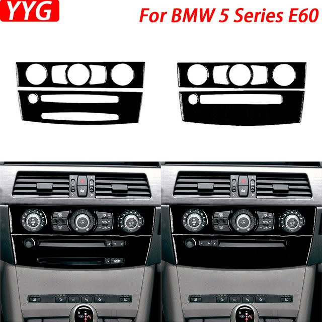 DDJCARBON Klavierlack Verkleidung für BMW 5er E60 2004–2010, AC-Radio und CD-Bedienfeld, Schwarz - Bild 1