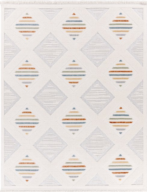 Teppich Brisa mehrfarbig mit Hoch-Tief-Effekt und Fransen im Ethno-Stil, B/T: 80 x 150 cm - Bild 1