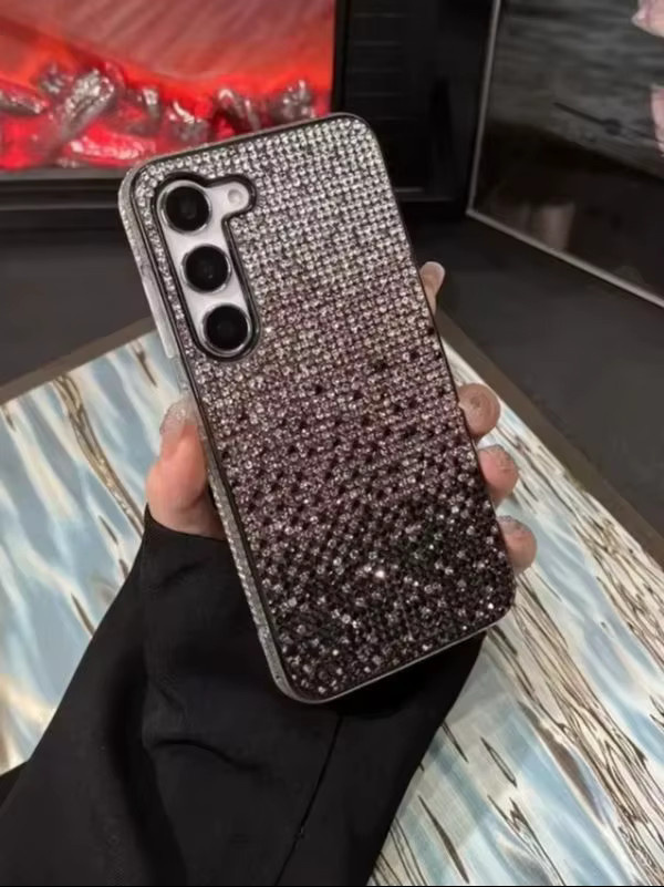 Luxuriöse Farbverlauf Handyhülle mit Volldiamant-Effekt für Samsung Galaxy S24 S25 S23 Ultra S21 S22 Plus Note 20 in Multicolour und Purple, glänzende und stoßfeste PC-Abdeckung - Bild 3