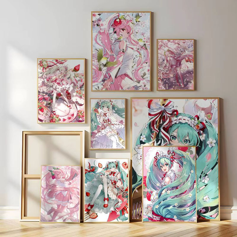 Hatsune Miku Anime Wandbild als selbstklebender wasserfester Aufkleber aus Papier, mehrfarbig, rechteckig - Bild 2