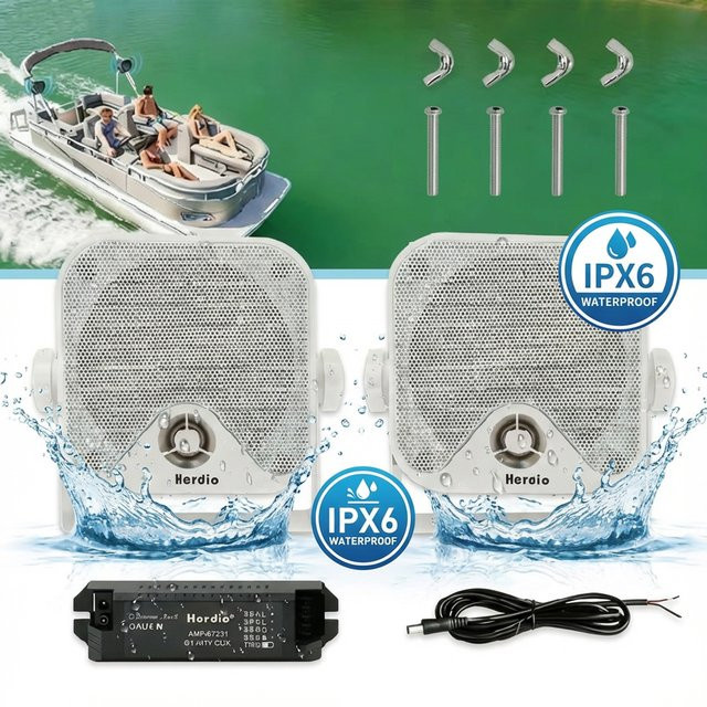 Herdio 4 Zoll Marine Bluetooth-Lautsprecher 120W für Boot, Wohnmobil und Geländefahrzeuge in Schwarz oder Weiß - Bild 1