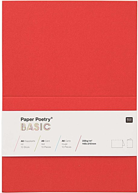 Rico Design Paper Poetry Klappkarten Basic A6 10 Stück Rot - Bild 1